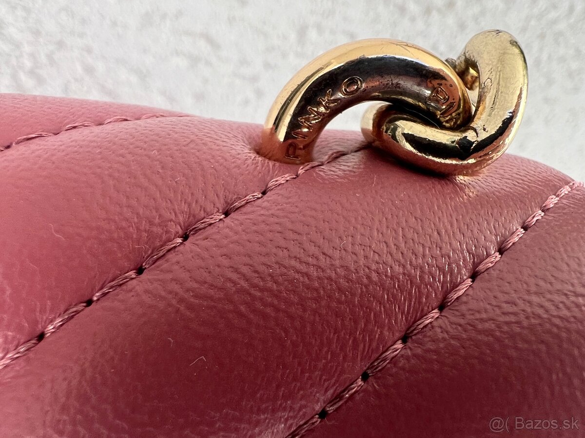 Pinko krasna kozena ruzova luxusna kabelka jedinecna farba - 3