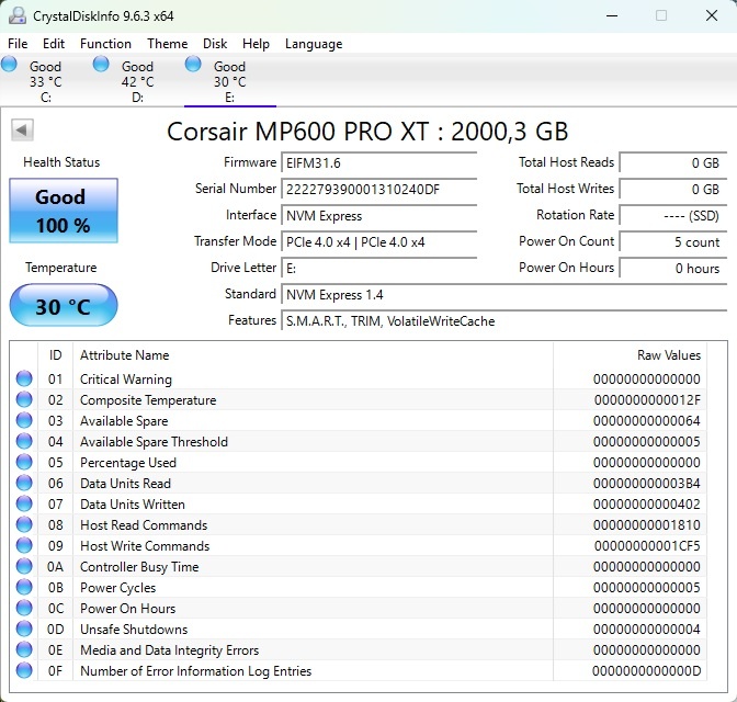 Corsair Force MP600 PRO XT 2TB Heatsink, M.2 2280, NVMe - 3