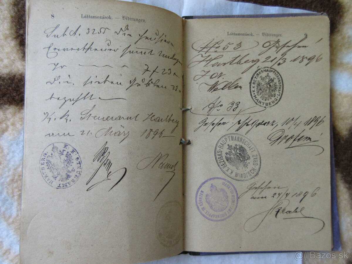 Knižka na podomový predaj r. 1896, Nitra, Myjava - 3