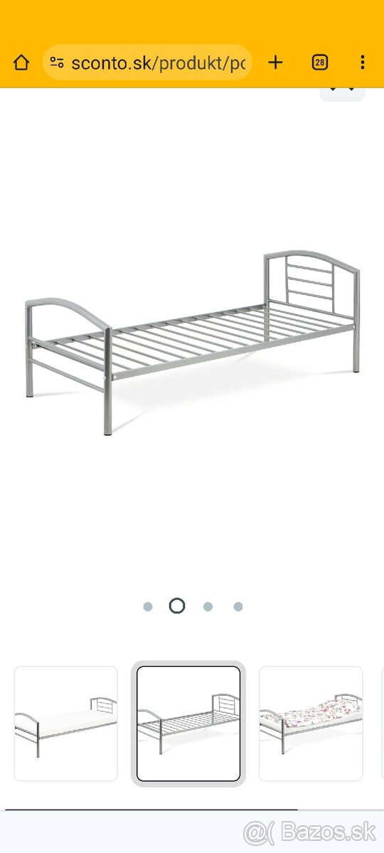 Kovová posteľ 90x200 (lesk sivá) - 3