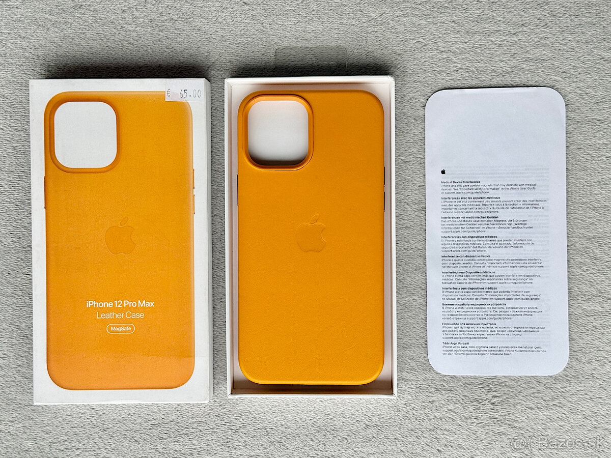 Originál Apple iPhone 12 Pro Max kožený kryt - oranžový - 3