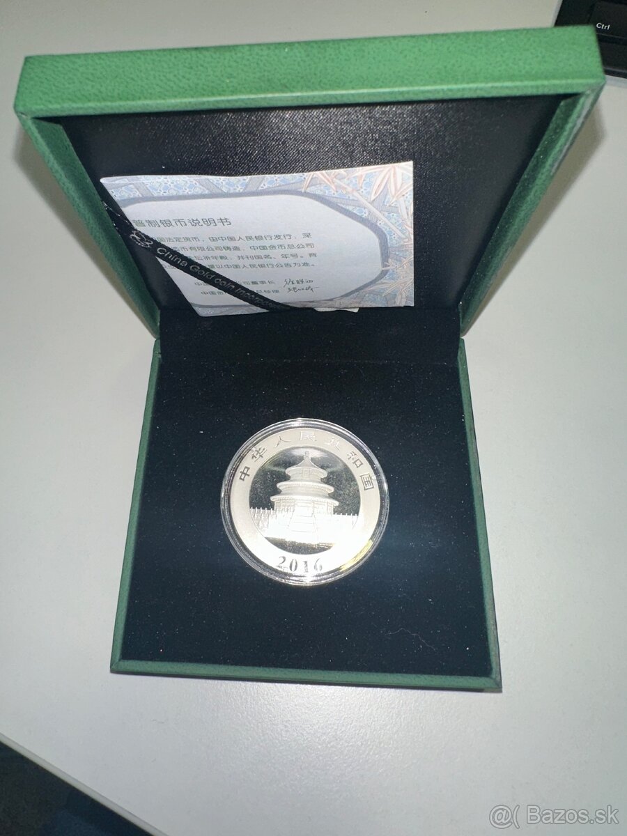 Čínska striebroná minca - proof krabička, panda 2016 - 3