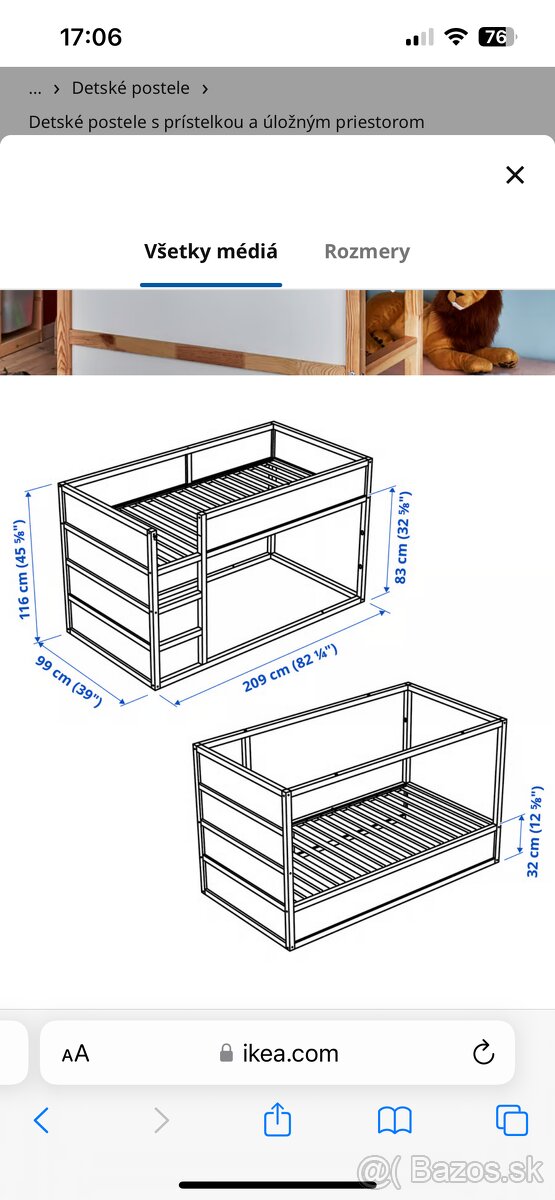 Ikea Kura poschodova postel - 3