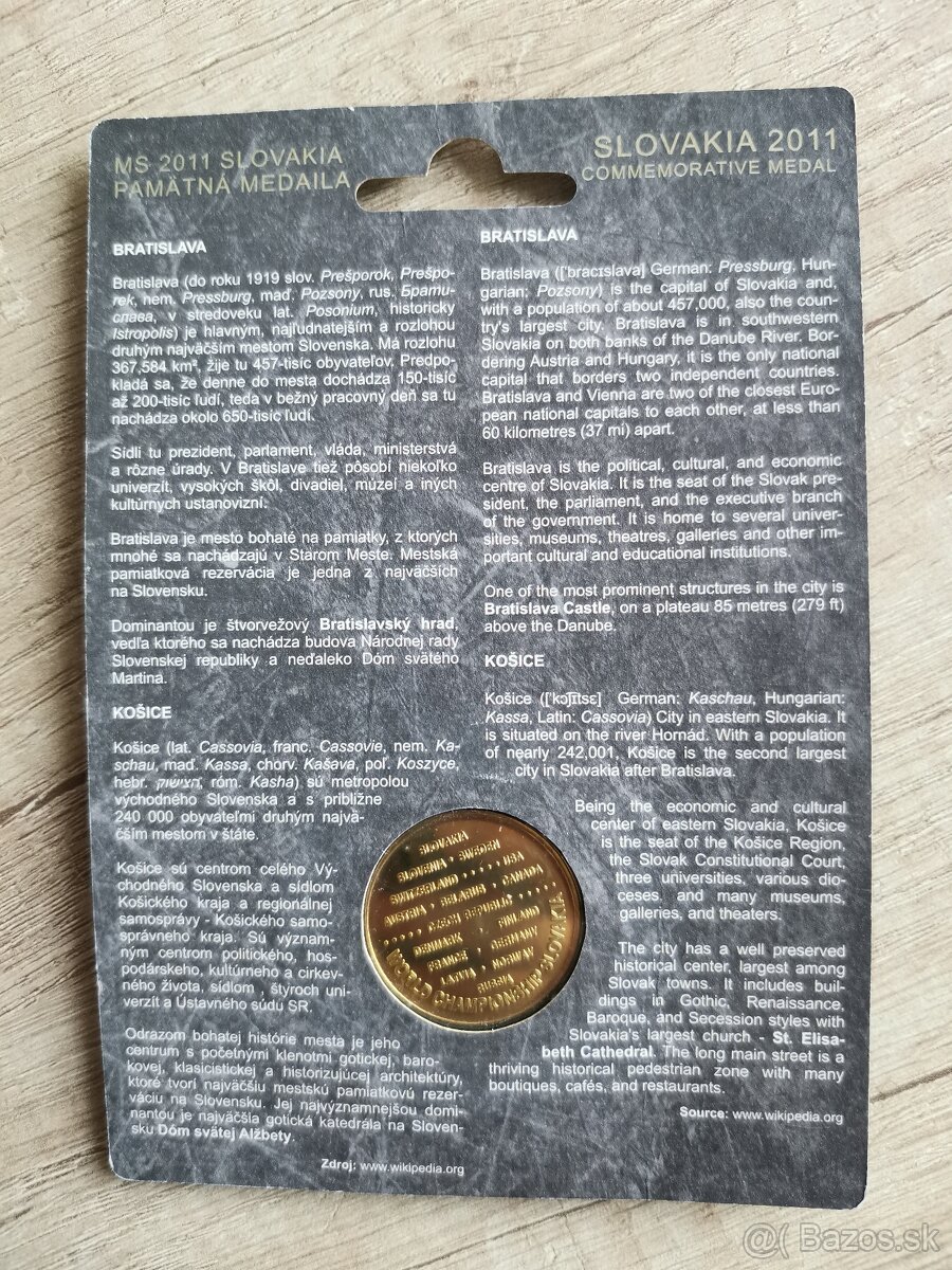Pamätná medaila MS 2011 Slovakia - 3