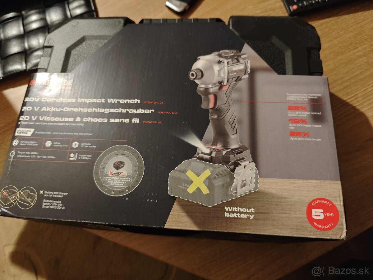 Aku rázový uťahovák parkside performance 20v - 3