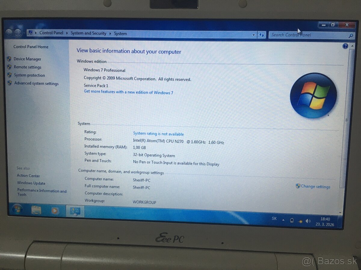 Notebook/netbook Asus eee pc 1000H - 3