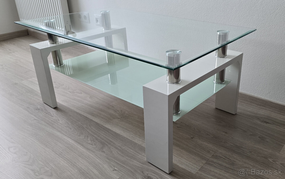 konferenčný stolík - bielo sklenený - 3