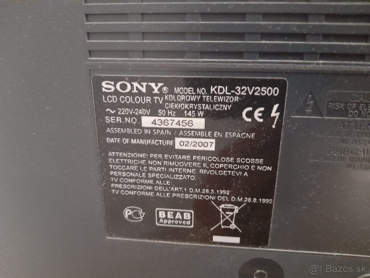 Predám LCD TV SONY Bravia - 82 cm - 3