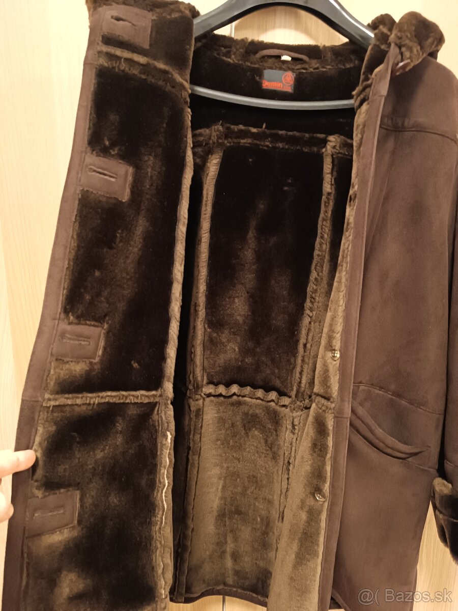 Kabát dámsky hnedý kožušinový - 3