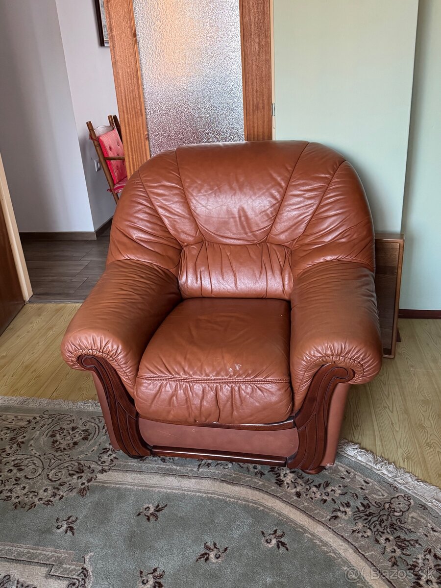 Sedacia súprava v hnedej koži - 3