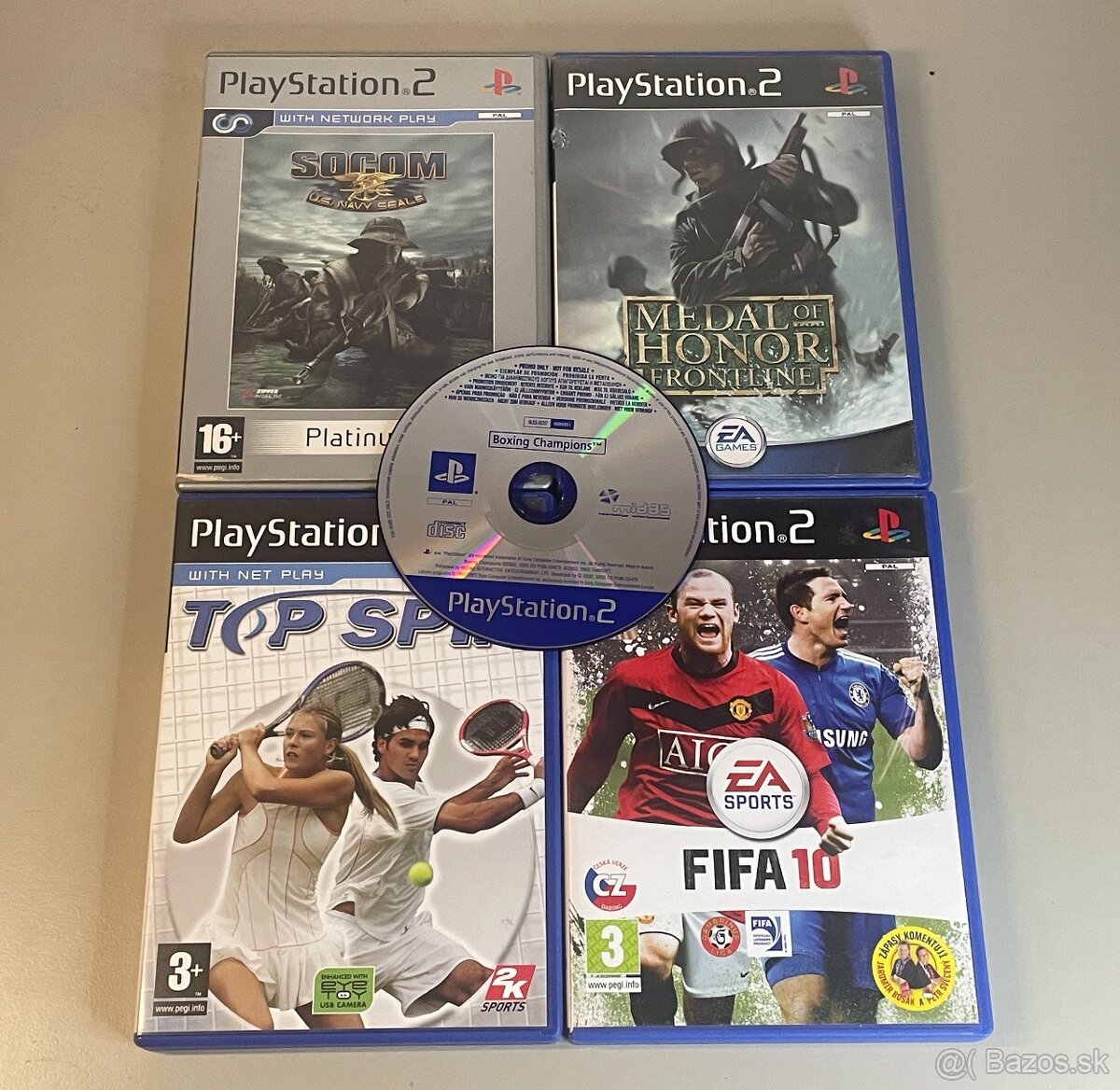 PlayStation 2 Slim Silver + 5 hier, 2x ovládač, memory card - 3