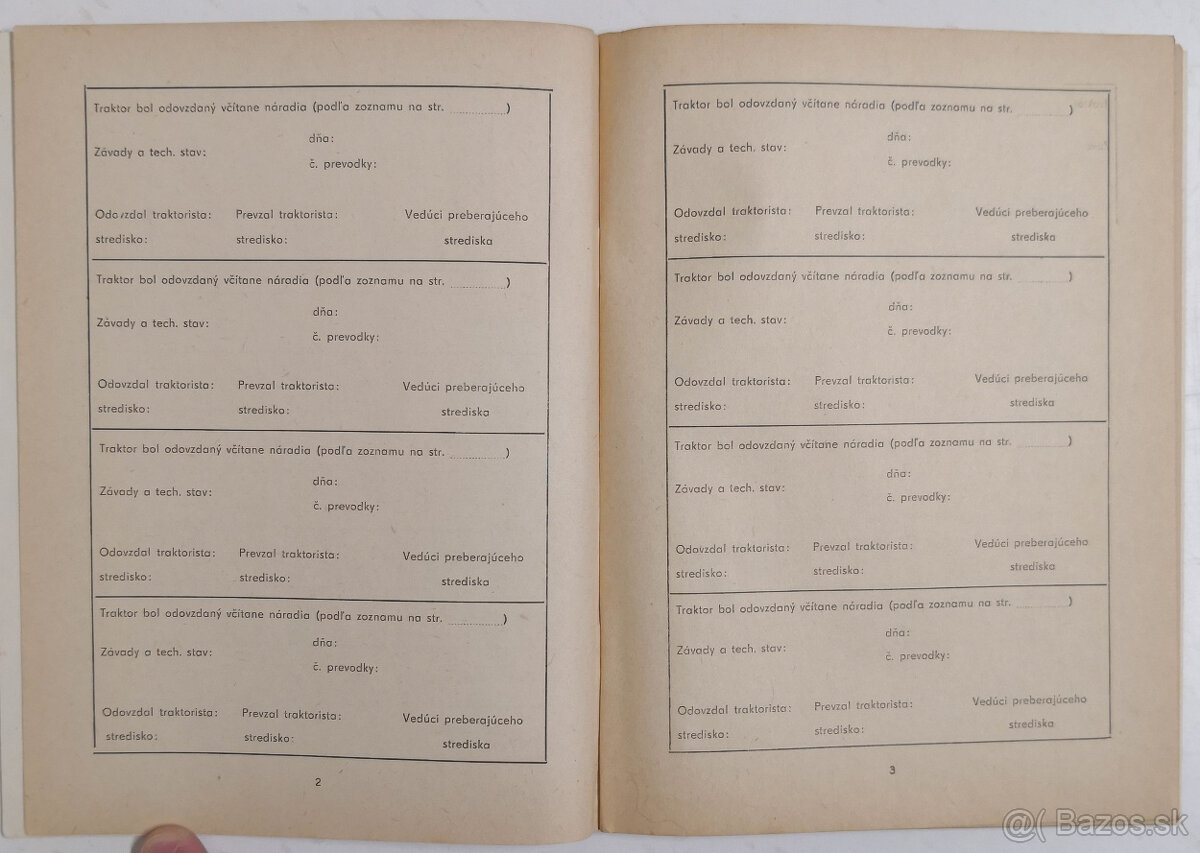 Traktorový denník nevyplnený - 3