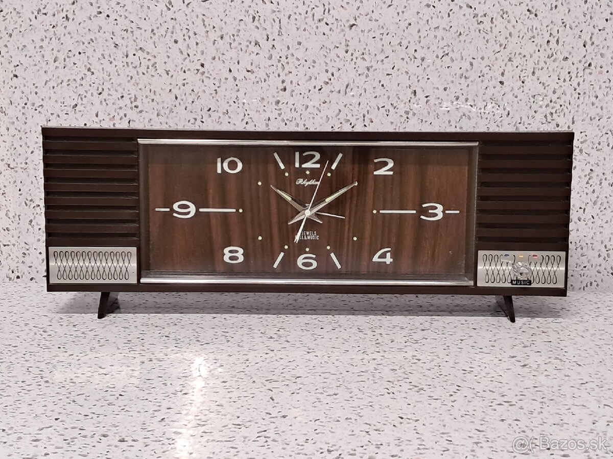 Vzácne Starožitné naťahovanie hodiny s volbami hudby Rhythm - 3