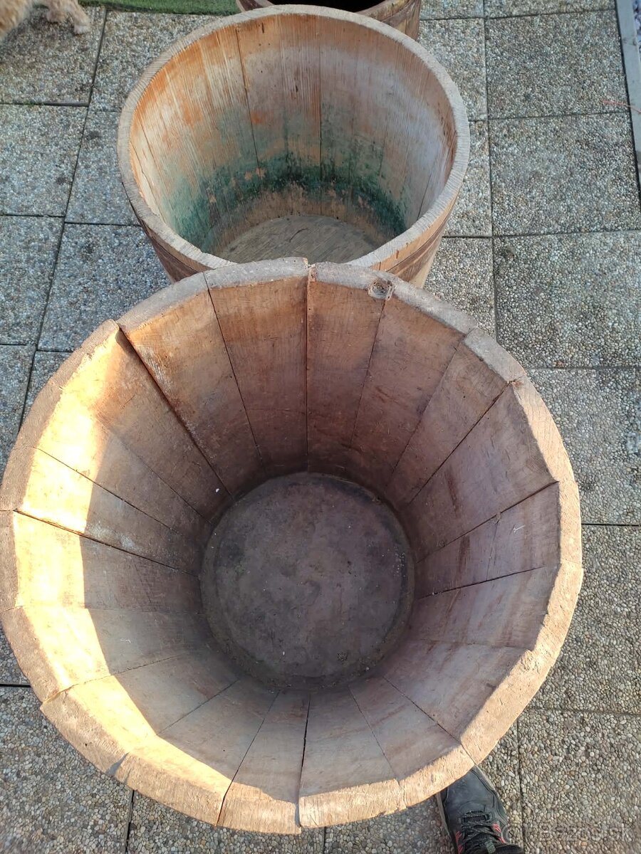 3 veľké drevené kade sudy - 3