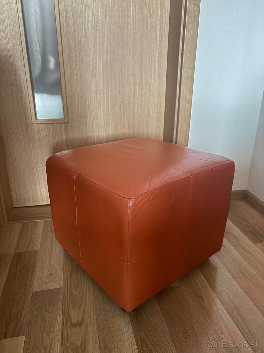 Terakotová kožená sedačka - 3