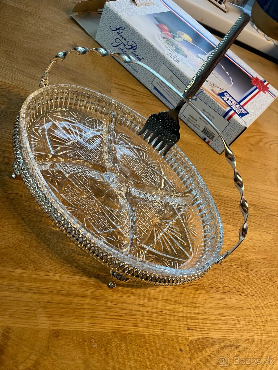 Kryštálová postriebrená misa Geen Anne, made in England - 3