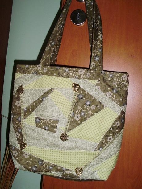 Handmade látková patchwork kabelka zelená - 3