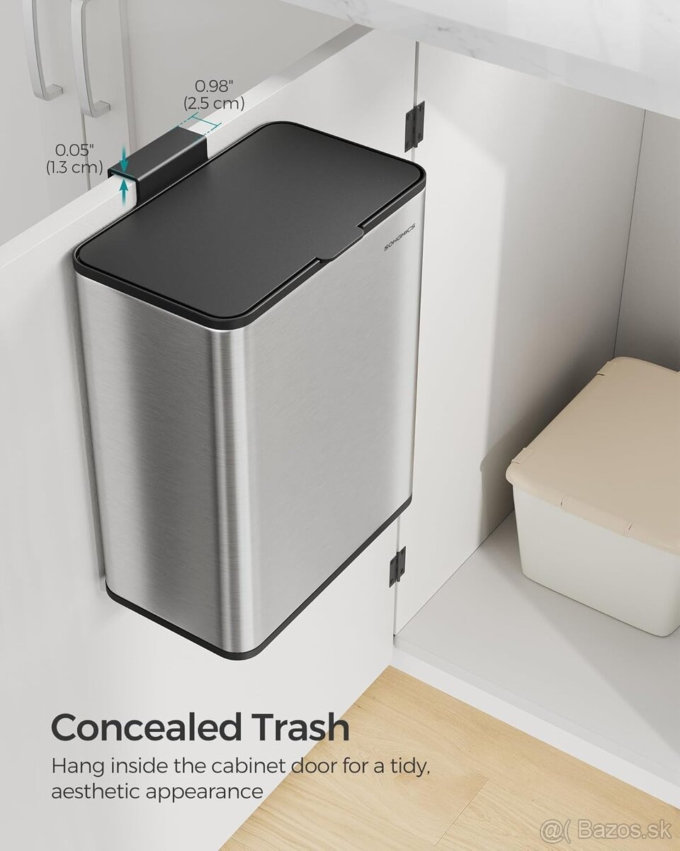 SONGMICS závesný kôš na odpad 8l – strieborný, nový - 3