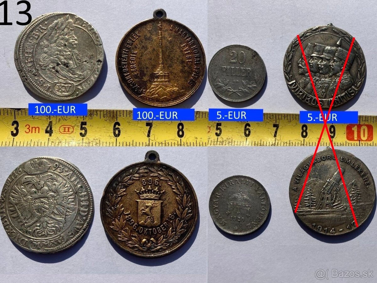 Plaketa a mince staré 1600 - 1700 - 1800 - 3