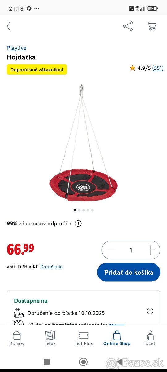 Detská hojdačka kruh PLAYTIVE 110cm - 3