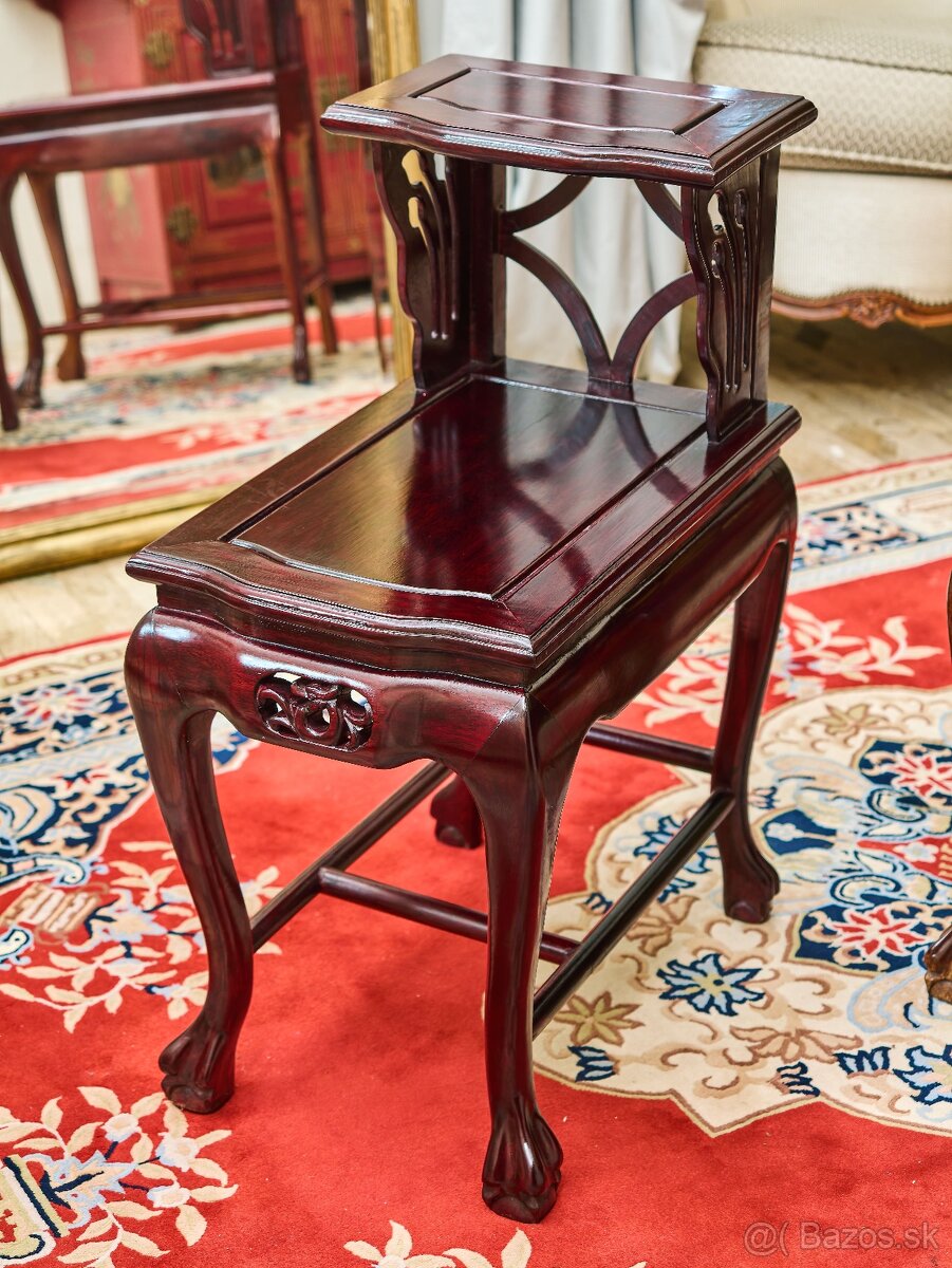 Čínske vyrezávané stolíky – pár - 3