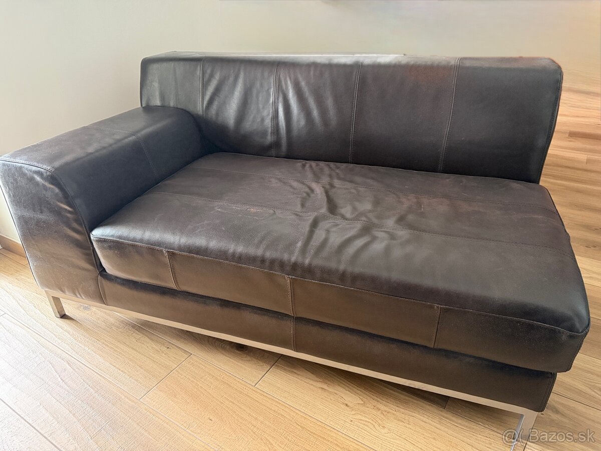 kožená sedačka s taburetkou IKEA - 3