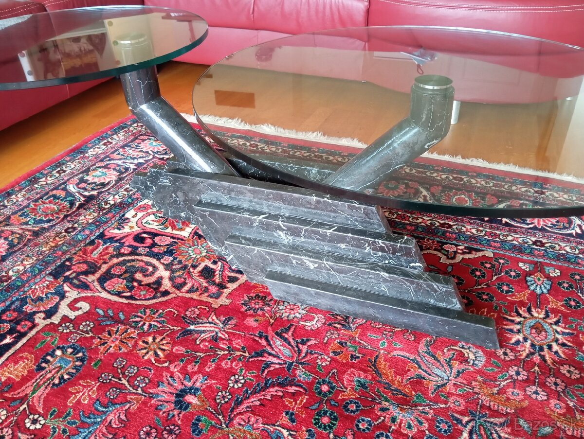 ✨Dizajnový mramorový stolík s tvrdenými sklami✨ - 3