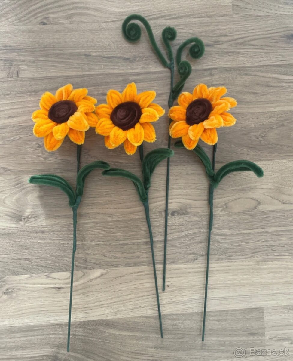 Plyšové kytice, ručne robené - 3