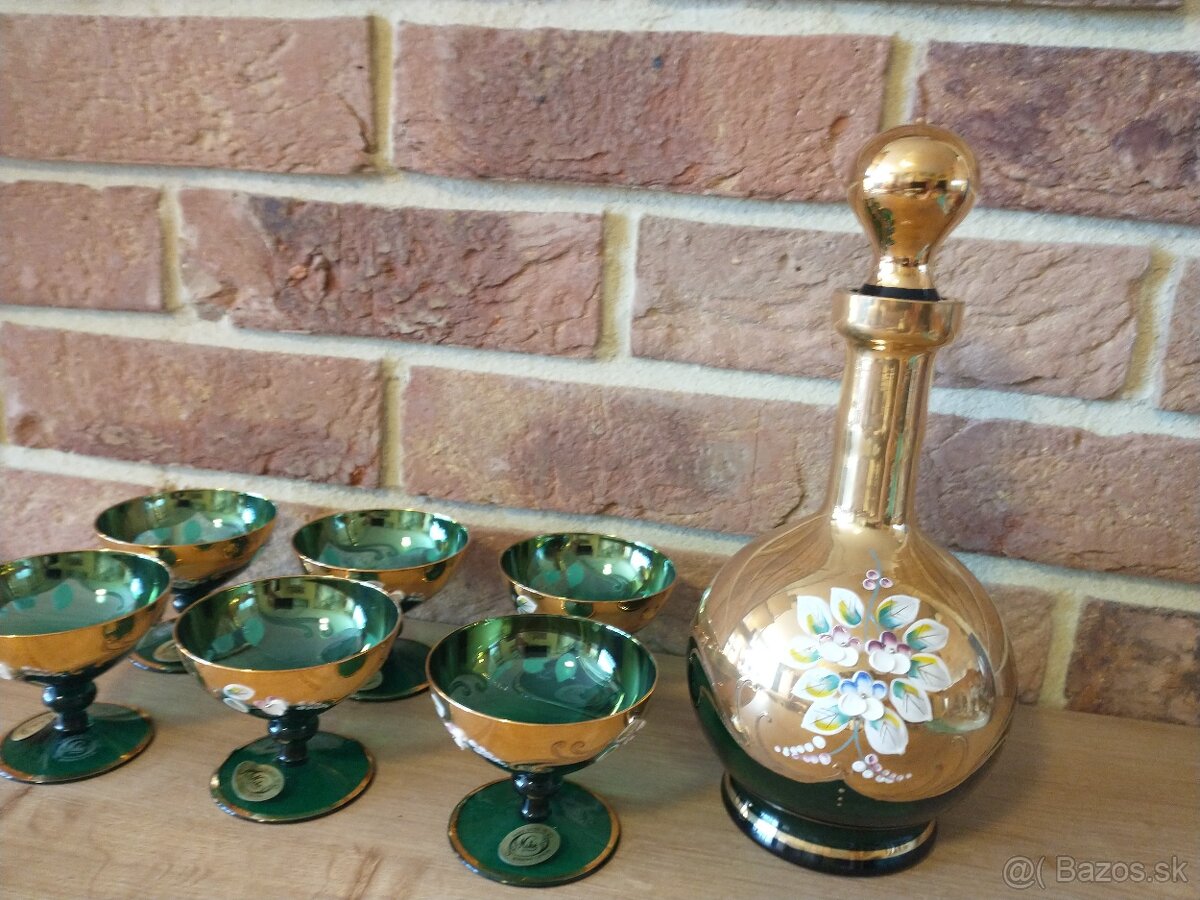 borské sklo, art deco, labute, zlatá zuzana - 3