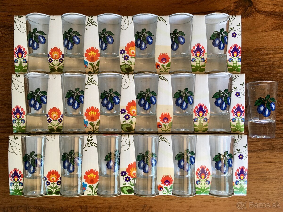 Štamperliky SLIVKA 23ks, úplne nové, pohár - sklo - 3