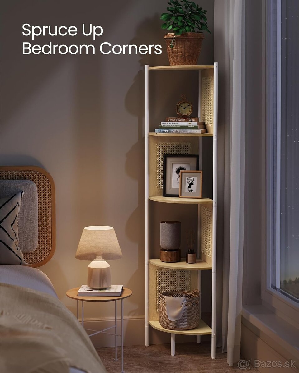 VASAGLE 5-poschodový rohový regál – dub/beige, nový - 3