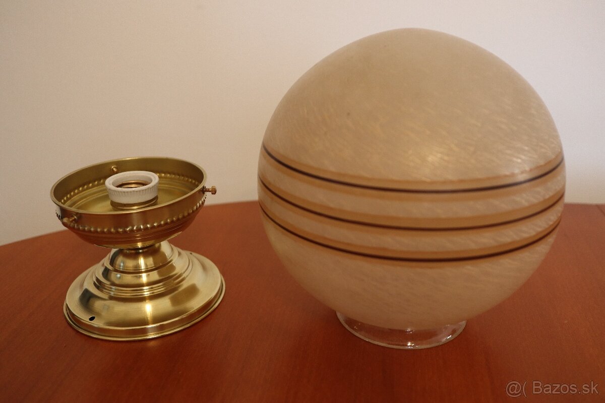 Starožitná stropná lampa mosadzná. - 3