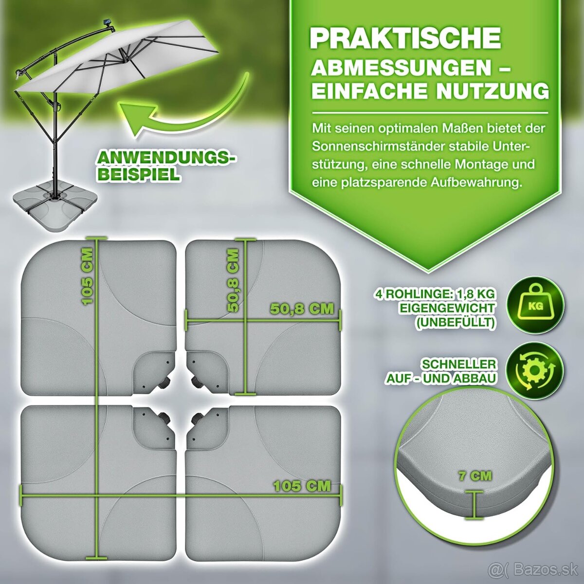 tillvex® stojan na slnečník 60 l / 80 kg - 3