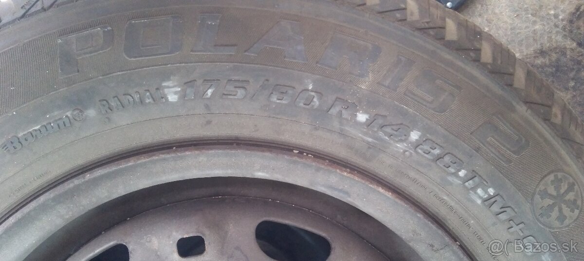 2 ks zimných pneu Barum 175/80 R14 na origo VW diskoch - 3