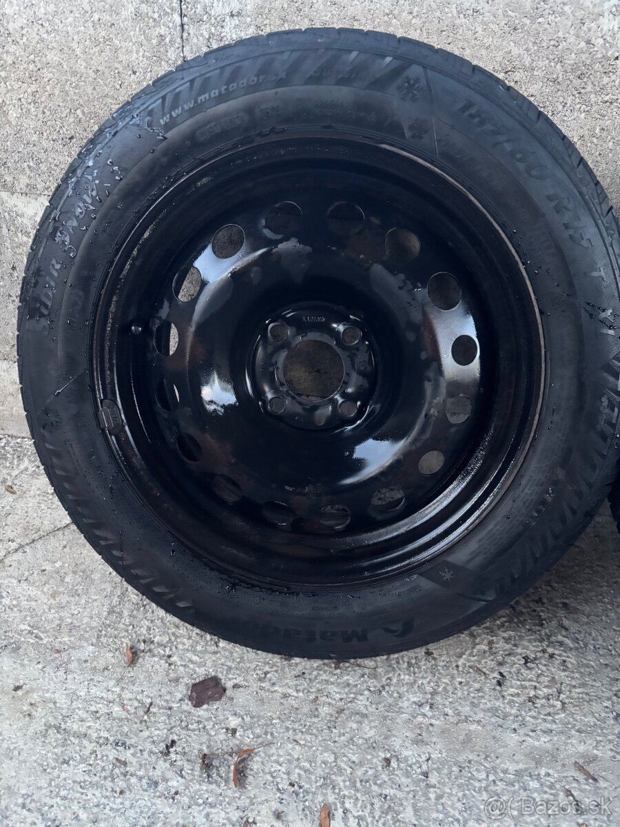 Oceľové disky 4x100, R15 + zimne pneu + puklice - 3