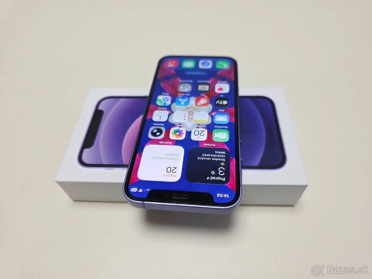 APPLE IPHONE 12 MINI PURPLE 64GB,ZDRAVIE BATERKY 100% - 3