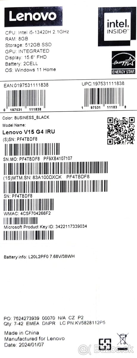 Notebook Lenovo V15 G4 IRU - nový, nepoužitý - 3