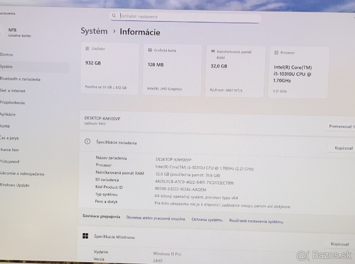 Predám notebook Dell Latitude 5410 i5 32GB RAM 1TB SSD - 3