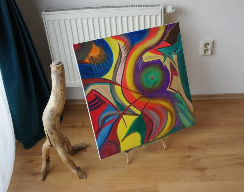 Ručne maľovaný abstraktný obraz (akryl, plátno) - 3