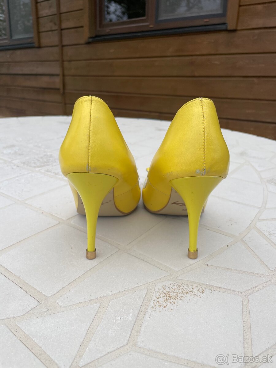 Žlté lodičky kožené - 3
