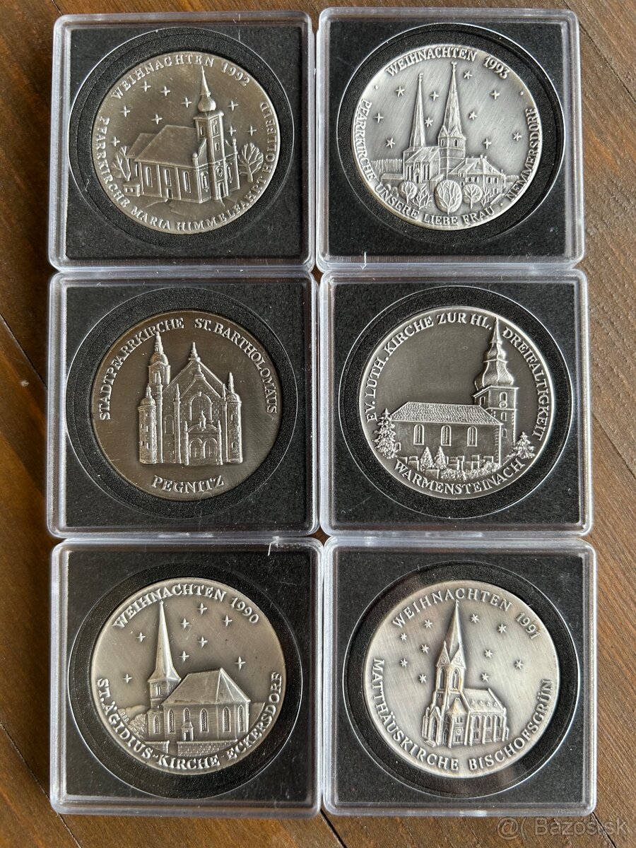 Investicne striebro medaily Ag 999 20g kostolíky antique - 3