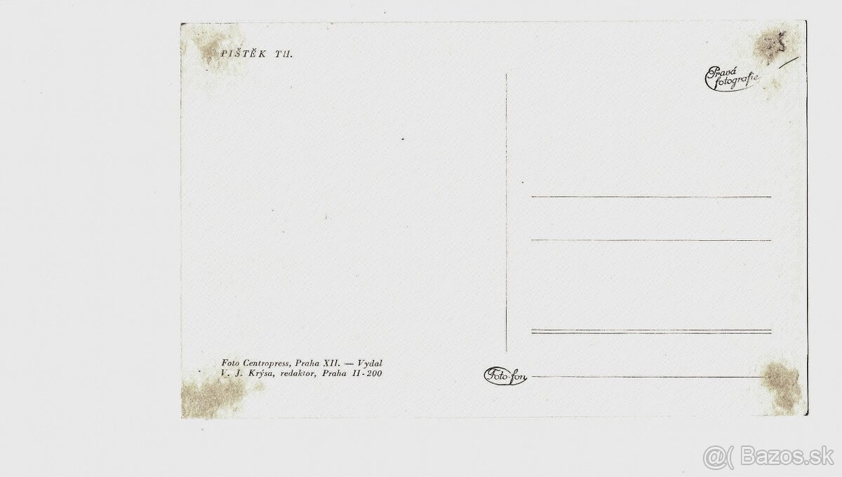 Theodor Pištěk, autogram na propagační fotografii, 1938 - 3