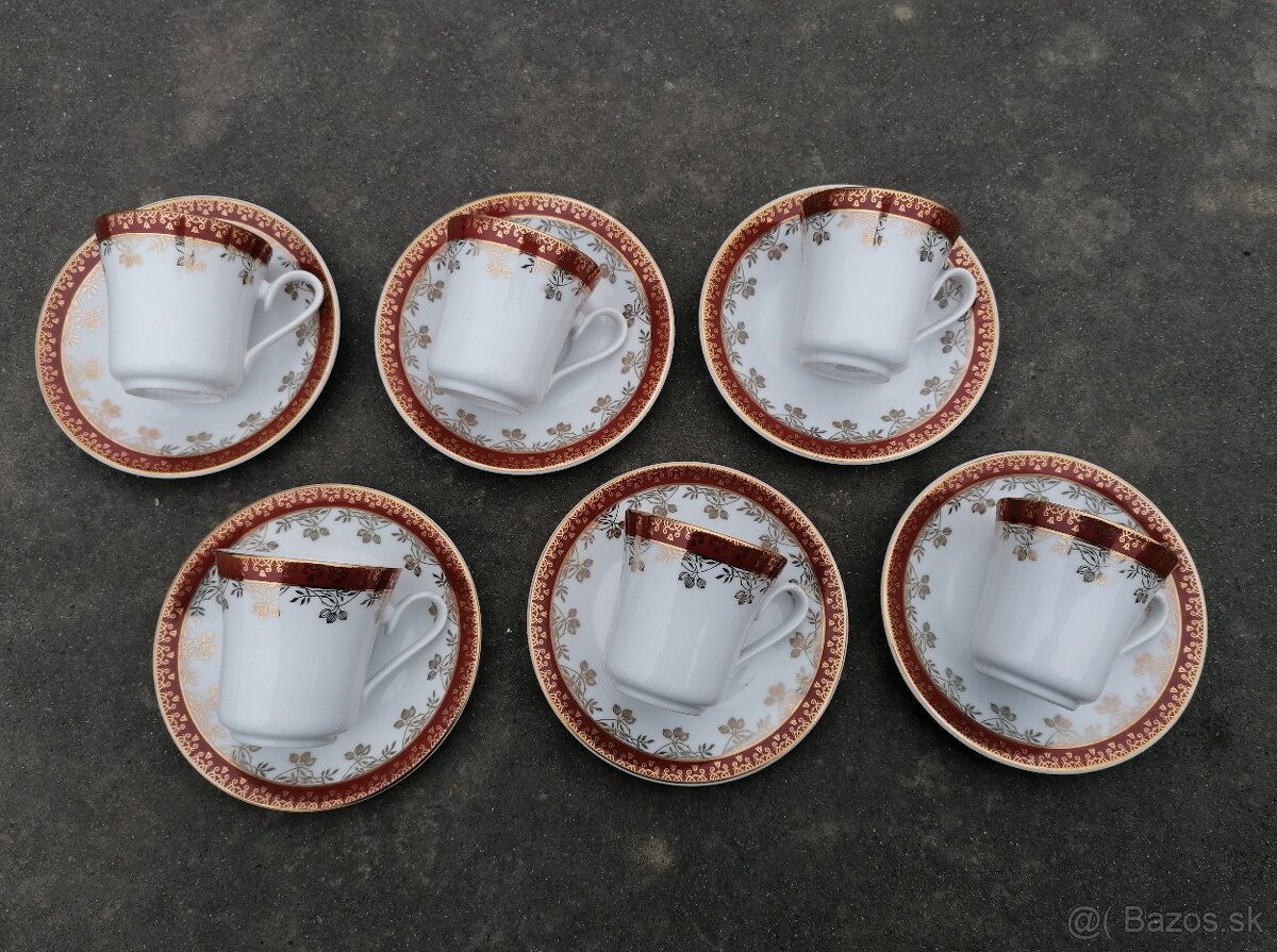 Predám červeno-zlatá porcelánová sada - 3