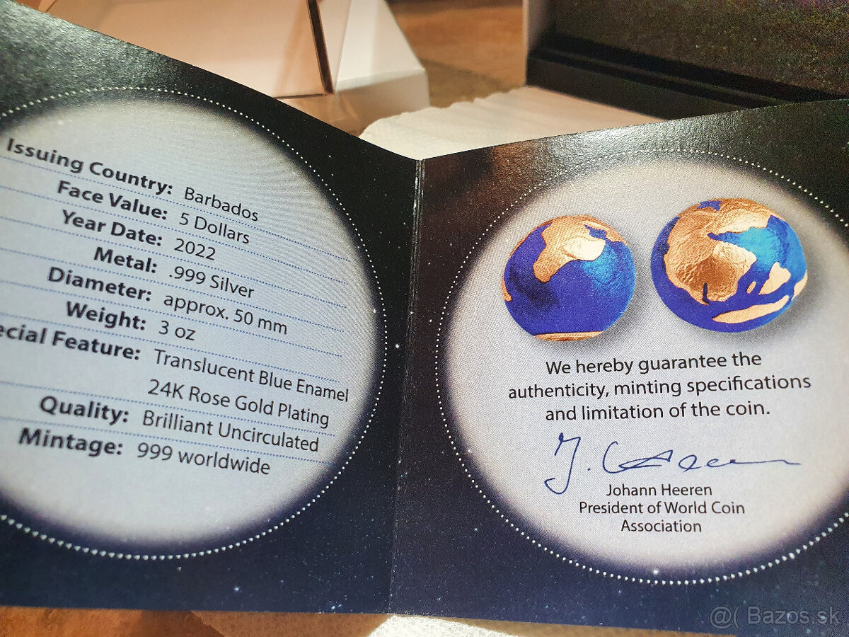 BLUE MJedinečná investičná minca - Zemeguľa - 3