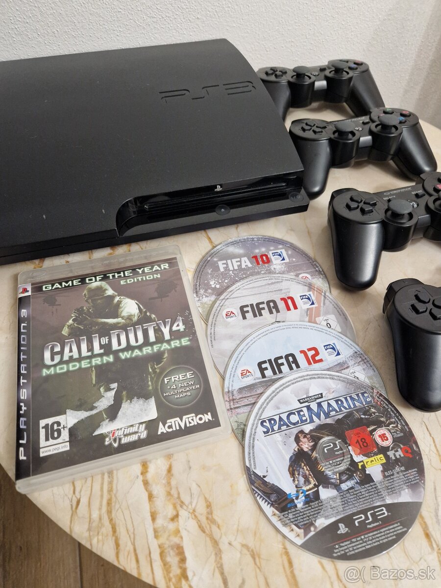 PlayStation 3 Slim 160GB konzola + 4 ovládače a hry - 3