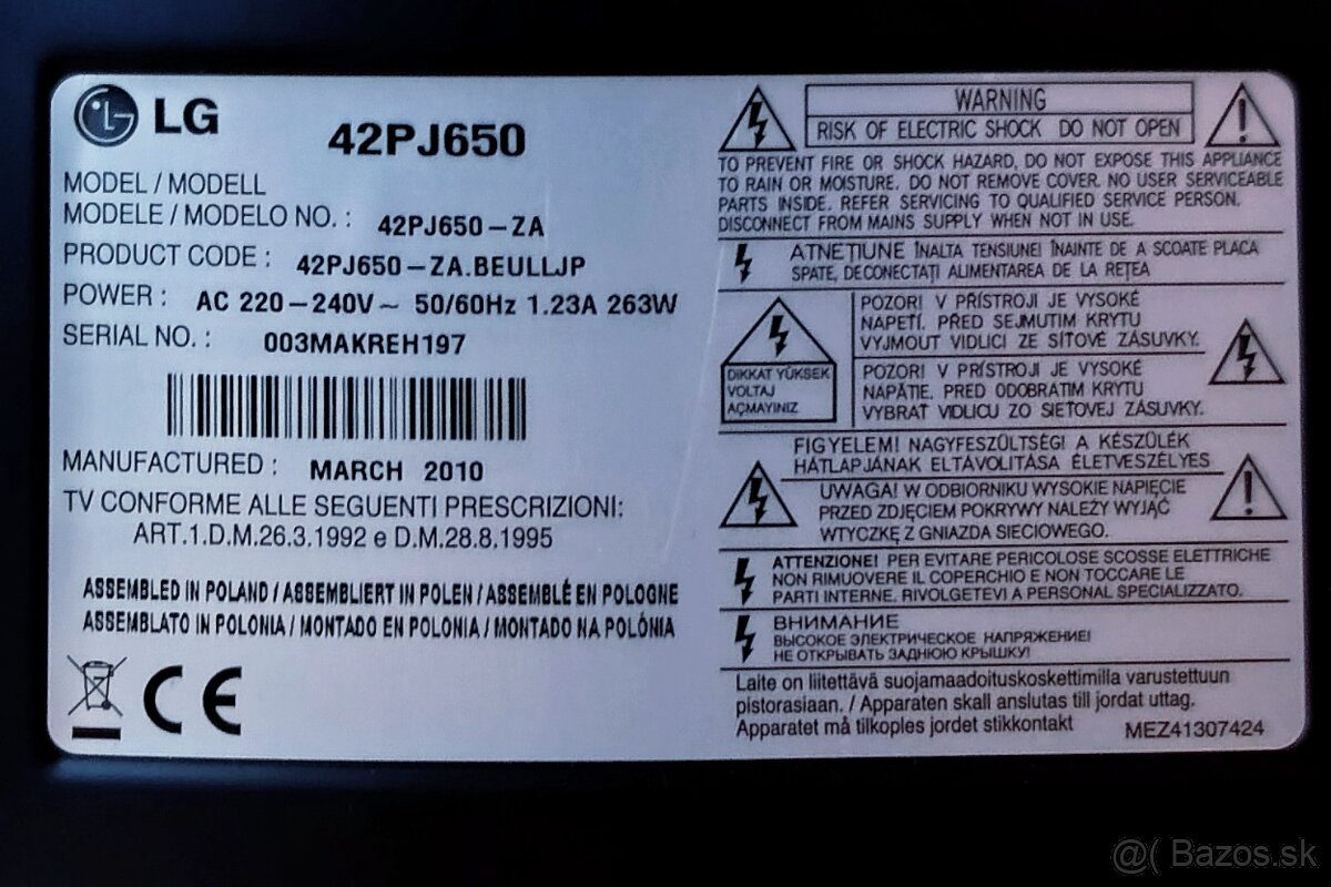 Plazmový TV zn. LG 107cm - 3