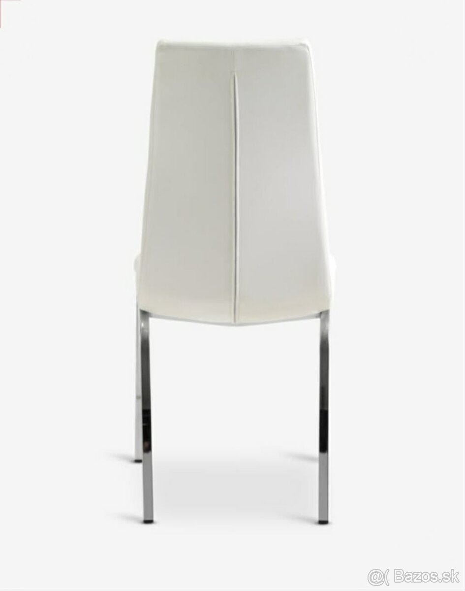 Jedálenská stolička, biela koženka/chróm - 3