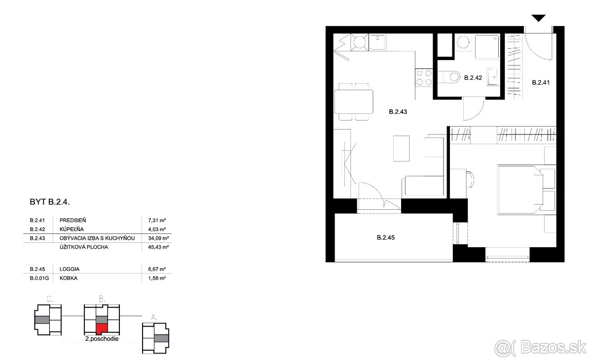 2 izbový byt B.2.4. BELL RESIDENCE - 3