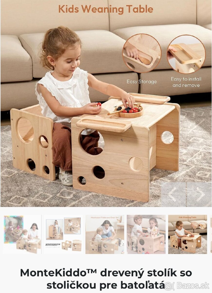Predám nový stolík so stoličkou Montessori (MonteKiddo) - 3