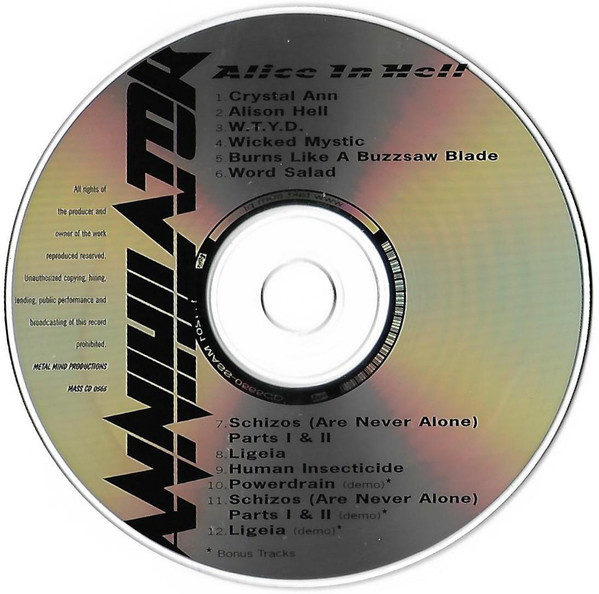 CD Annihilator – Alice In Hell 1989 - 3